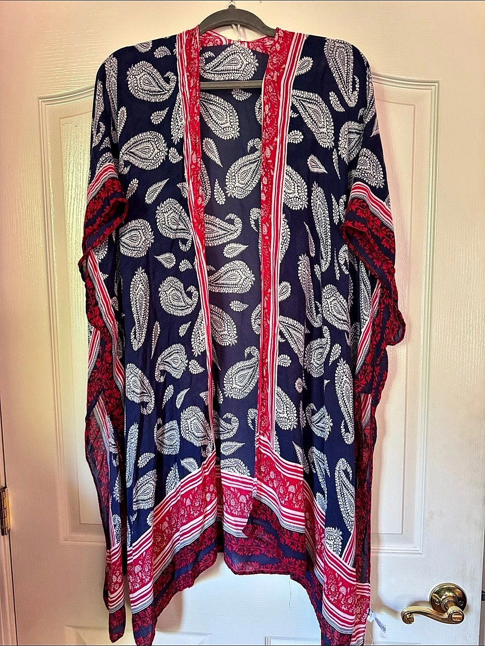 Paisley Kimono Tunic in Blue & Red Like New